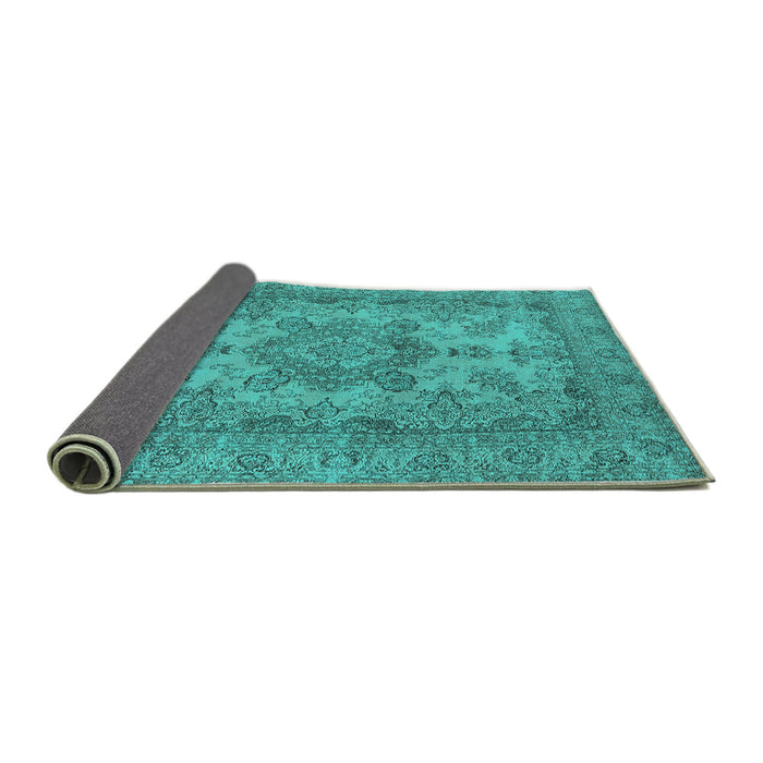 Sideview of Oriental Turquoise Industrial Rug, urb1918turq