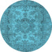 Round Oriental Light Blue Industrial Rug, urb1918lblu