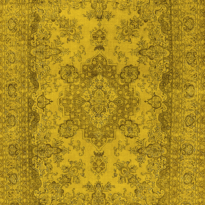 Machine Washable Oriental Yellow Industrial Rug, wshurb1918yw