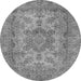 Round Oriental Gray Industrial Rug, urb1918gry