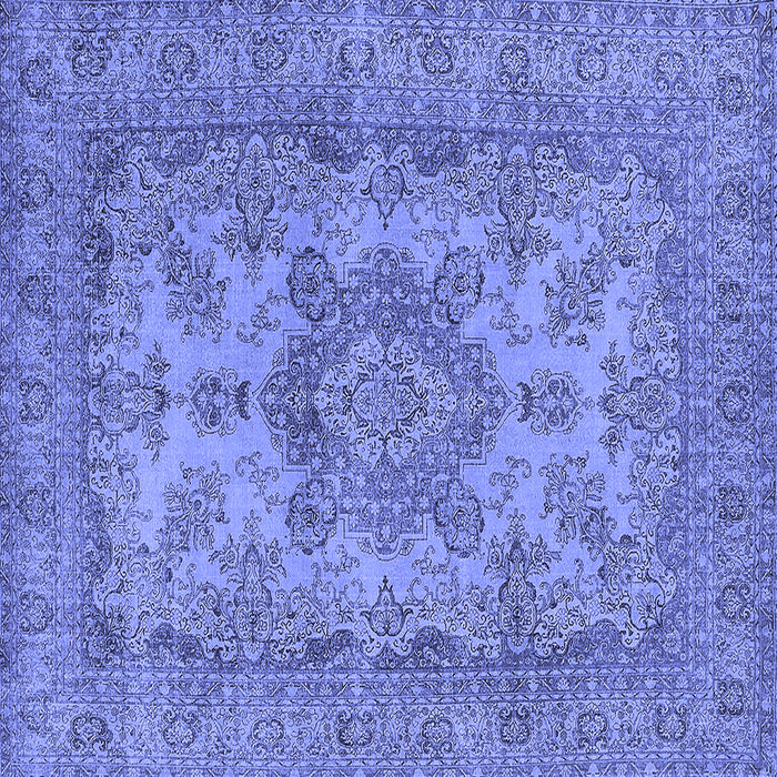 Square Machine Washable Oriental Blue Industrial Rug, wshurb1918blu