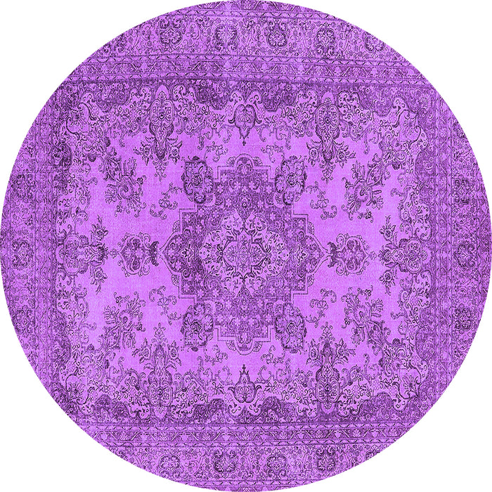 Round Machine Washable Oriental Purple Industrial Area Rugs, wshurb1918pur
