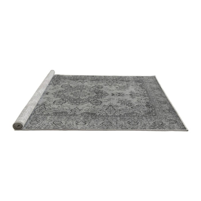 Sideview of Machine Washable Oriental Gray Industrial Rug, wshurb1918gry