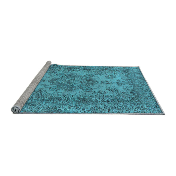 Sideview of Machine Washable Oriental Light Blue Industrial Rug, wshurb1918lblu