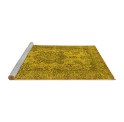 Sideview of Machine Washable Oriental Yellow Industrial Rug, wshurb1918yw
