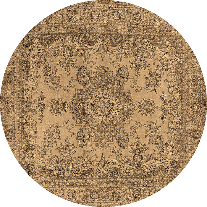 Round Oriental Brown Industrial Rug, urb1918brn