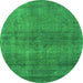 Round Oriental Green Industrial Rug, urb1919grn