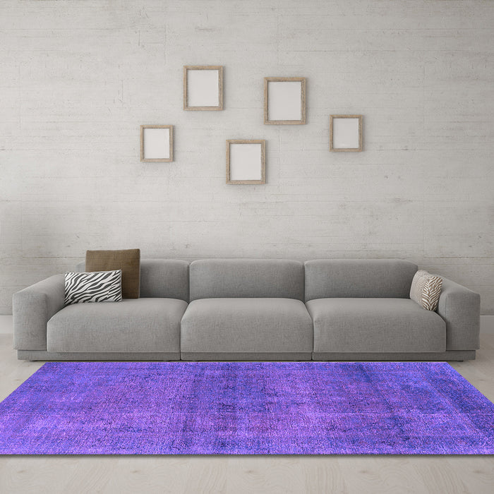 Machine Washable Oriental Purple Industrial Area Rugs in a Living Room, wshurb1919pur