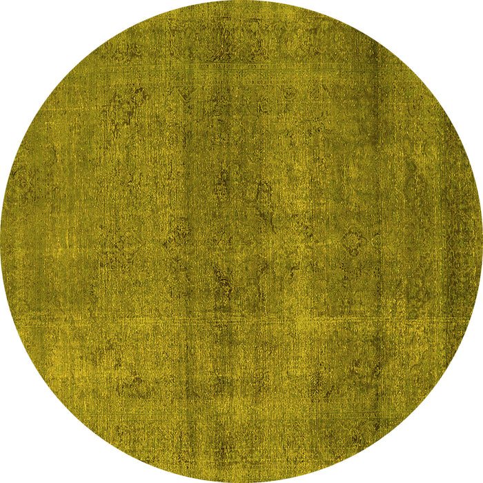 Round Oriental Yellow Industrial Rug, urb1919yw