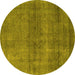 Round Oriental Yellow Industrial Rug, urb1919yw