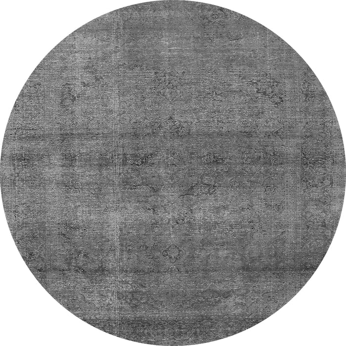 Round Machine Washable Oriental Gray Industrial Rug, wshurb1919gry