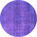 Round Oriental Purple Industrial Rug, urb1919pur