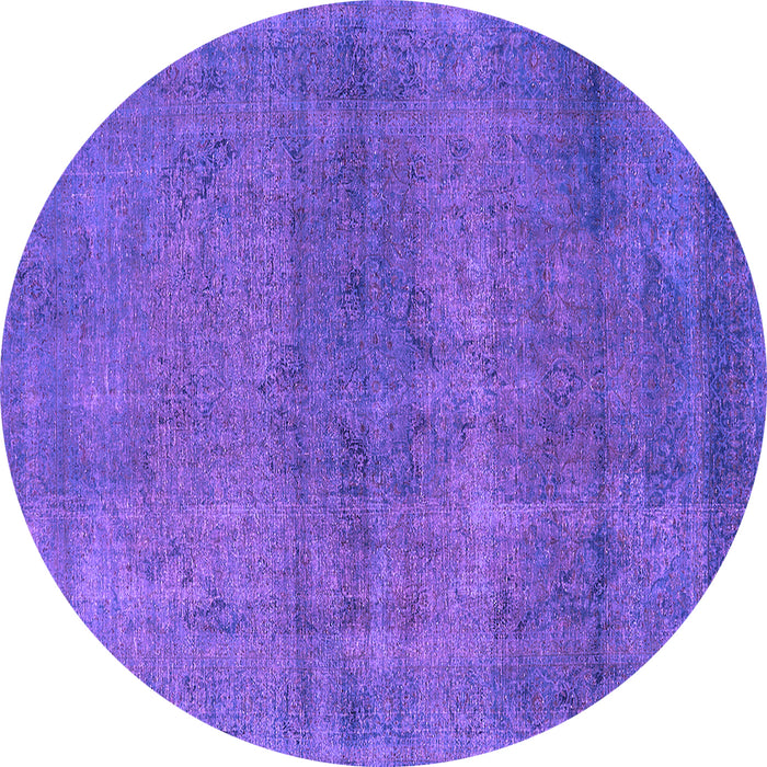 Round Machine Washable Oriental Purple Industrial Area Rugs, wshurb1919pur