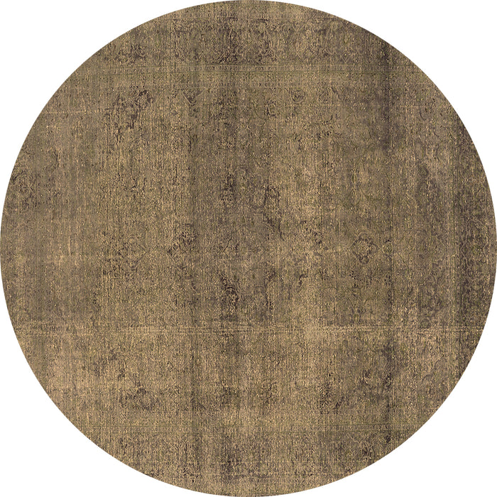 Round Oriental Brown Industrial Rug, urb1919brn