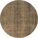 Round Oriental Brown Industrial Rug, urb1919brn