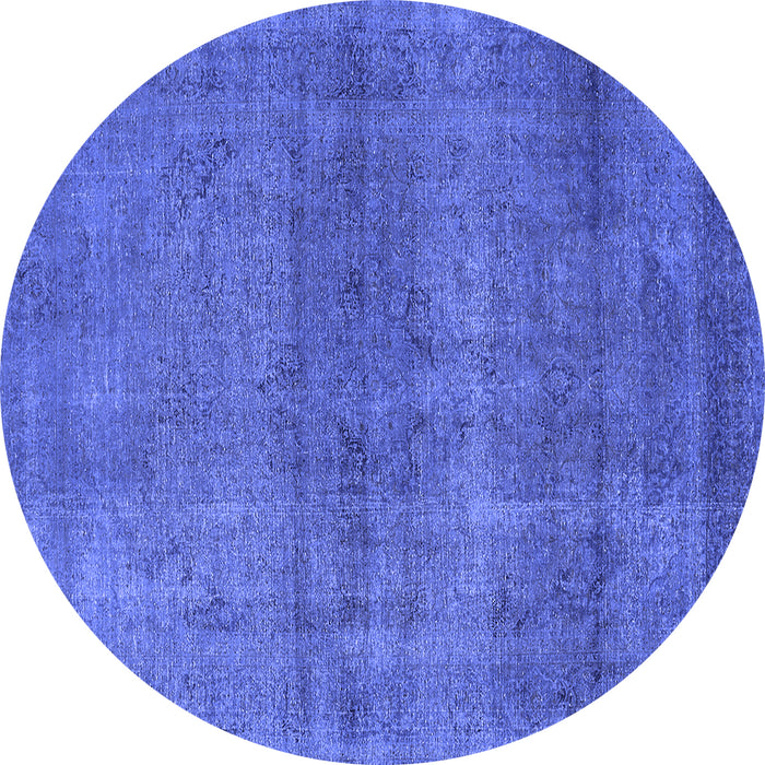 Round Oriental Blue Industrial Rug, urb1919blu
