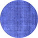 Round Oriental Blue Industrial Rug, urb1919blu