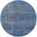 Round Mid-Century Modern Koi Blue Oriental Rug, urb1919