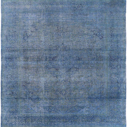 Square Mid-Century Modern Koi Blue Oriental Rug, urb1919