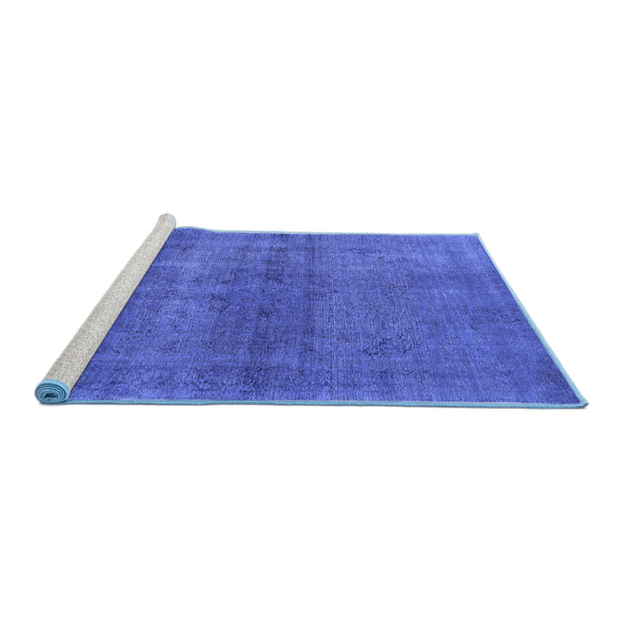 Sideview of Machine Washable Oriental Blue Industrial Rug, wshurb1919blu