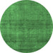 Round Oriental Emerald Green Industrial Rug, urb1919emgrn