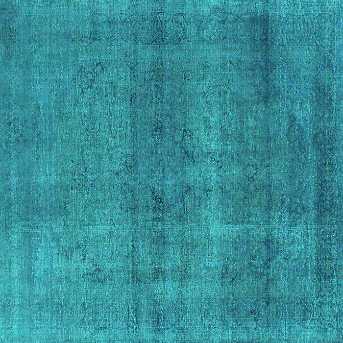 Square Machine Washable Oriental Turquoise Industrial Area Rugs, wshurb1919turq