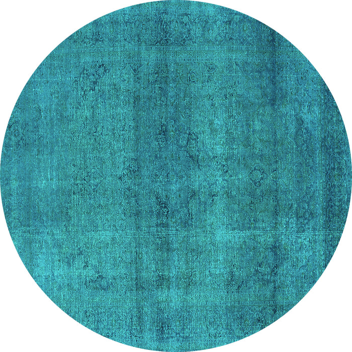 Round Oriental Turquoise Industrial Rug, urb1919turq