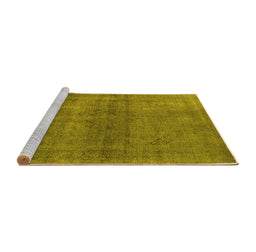 Sideview of Machine Washable Oriental Yellow Industrial Rug, wshurb1919yw
