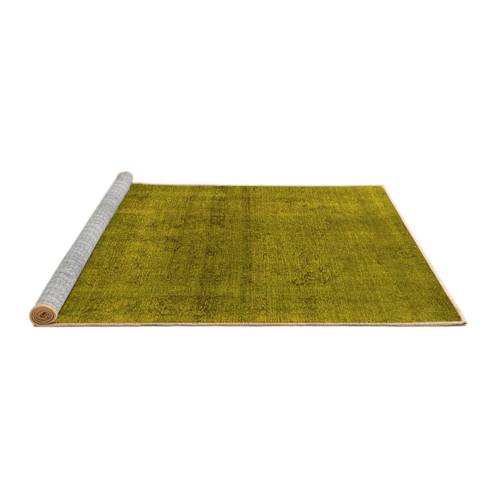 Sideview of Machine Washable Oriental Yellow Industrial Rug, wshurb1919yw