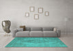 Machine Washable Oriental Turquoise Industrial Area Rugs in a Living Room,, wshurb1920turq