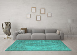 Machine Washable Oriental Turquoise Industrial Area Rugs in a Living Room,, wshurb1920turq