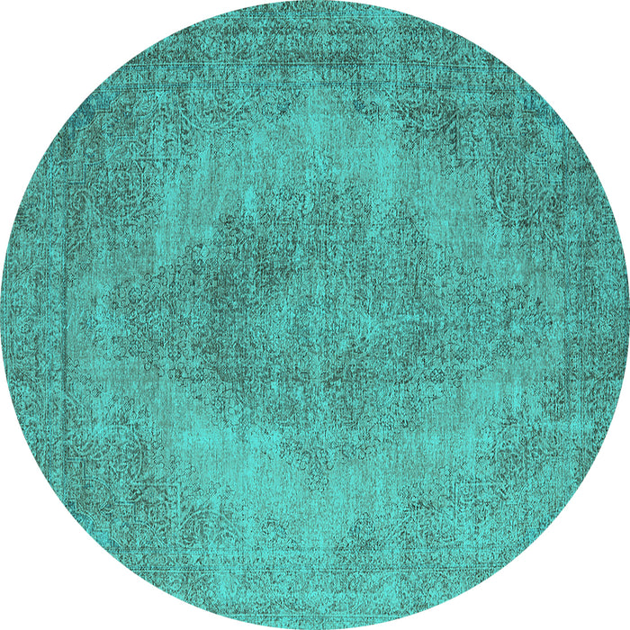 Round Oriental Turquoise Industrial Rug, urb1920turq