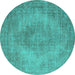 Round Oriental Turquoise Industrial Rug, urb1920turq