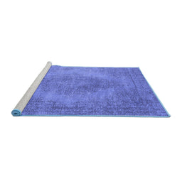 Sideview of Machine Washable Oriental Blue Industrial Rug, wshurb1920blu