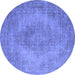 Round Oriental Blue Industrial Rug, urb1920blu