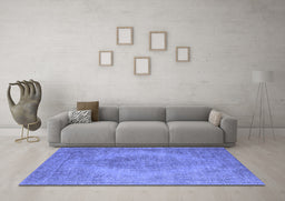 Machine Washable Oriental Blue Industrial Rug in a Living Room, wshurb1920blu