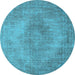 Round Oriental Light Blue Industrial Rug, urb1920lblu