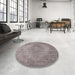 Round Machine Washable Industrial Modern Mauve Taupe Purple Rug in a Office, wshurb1920