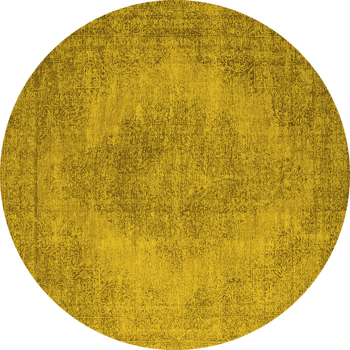 Round Oriental Yellow Industrial Rug, urb1920yw