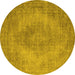 Round Oriental Yellow Industrial Rug, urb1920yw