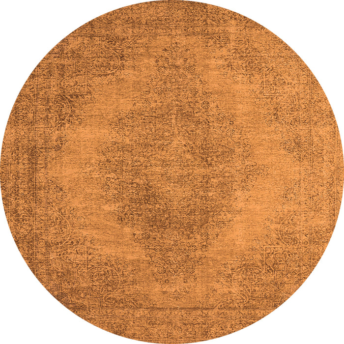 Round Machine Washable Oriental Orange Industrial Area Rugs, wshurb1920org