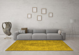 Machine Washable Oriental Yellow Industrial Rug in a Living Room, wshurb1920yw