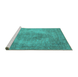 Sideview of Machine Washable Oriental Turquoise Industrial Area Rugs, wshurb1920turq