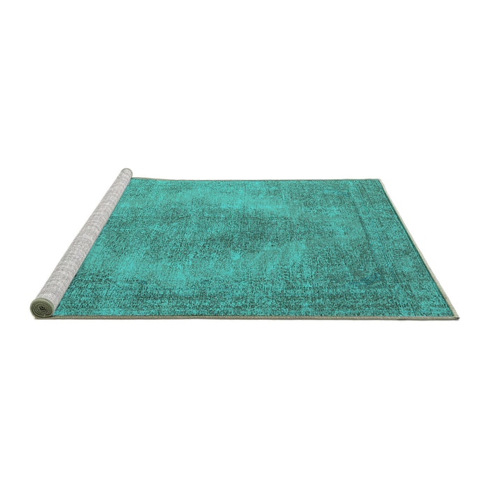 Sideview of Machine Washable Oriental Turquoise Industrial Area Rugs, wshurb1920turq
