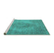 Sideview of Machine Washable Oriental Turquoise Industrial Area Rugs, wshurb1920turq