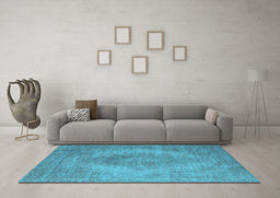 Machine Washable Oriental Light Blue Industrial Rug in a Living Room, wshurb1920lblu