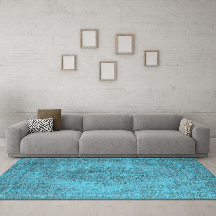 Machine Washable Oriental Light Blue Industrial Rug in a Living Room, wshurb1920lblu