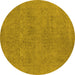 Round Oriental Yellow Industrial Rug, urb1921yw