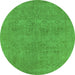 Round Oriental Green Industrial Rug, urb1921grn