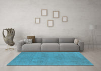 Machine Washable Oriental Light Blue Industrial Rug, wshurb1921lblu